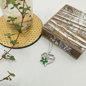 Mom Sterling Silver CZ Heart Necklace